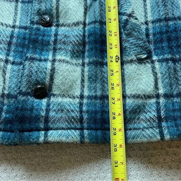 Vintage 60s Silton California Blue Plaid Mohair Bomber Jacket Fur 44 Western